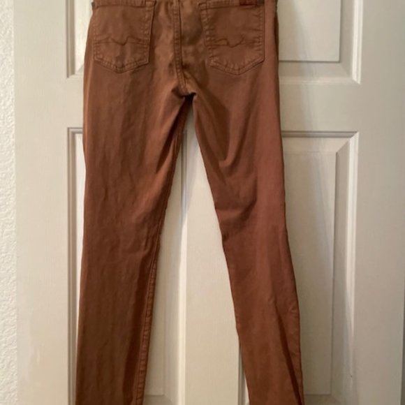 7 For All Mankind Gwenevere Size 25 Brown Cotton Spandex Skinny NICE - Picture 3 of 5